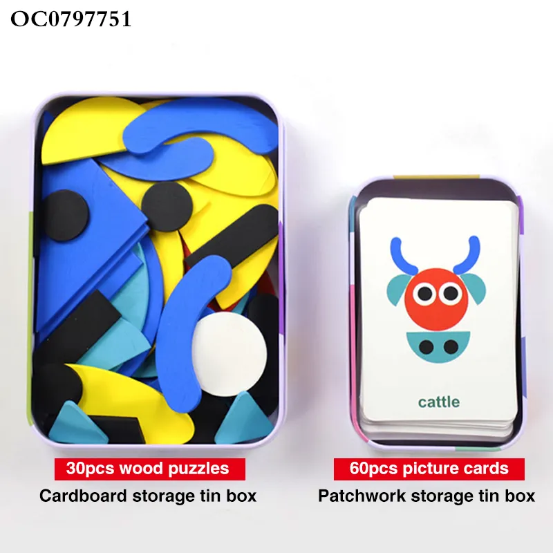 Custom Puzzle Brain Games Board Cards Wooden Animal Jigsaw Puzzle Children Games Toy for Kids