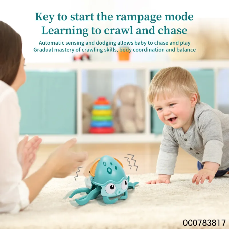 Wholesale Plastic Children Electric Musical Cute Sensing Crawling Crab Animal Baby Toys