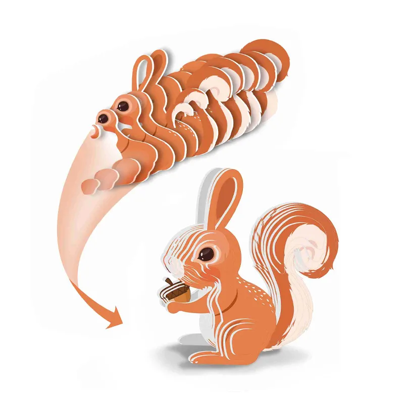 Squirrel Custom Early Educational Jigsaw Puzzles Kids 3D Cardboard Toys for Children Kids DIY Hand on Building Puzzle Reusable