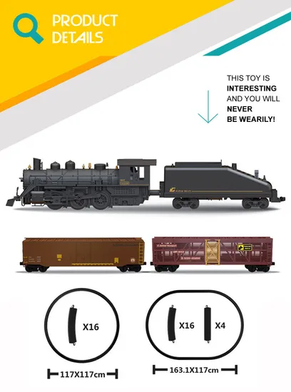 Kids Electric Diecast Model Toy Train Steam Locomotives Toy with Light and Sound