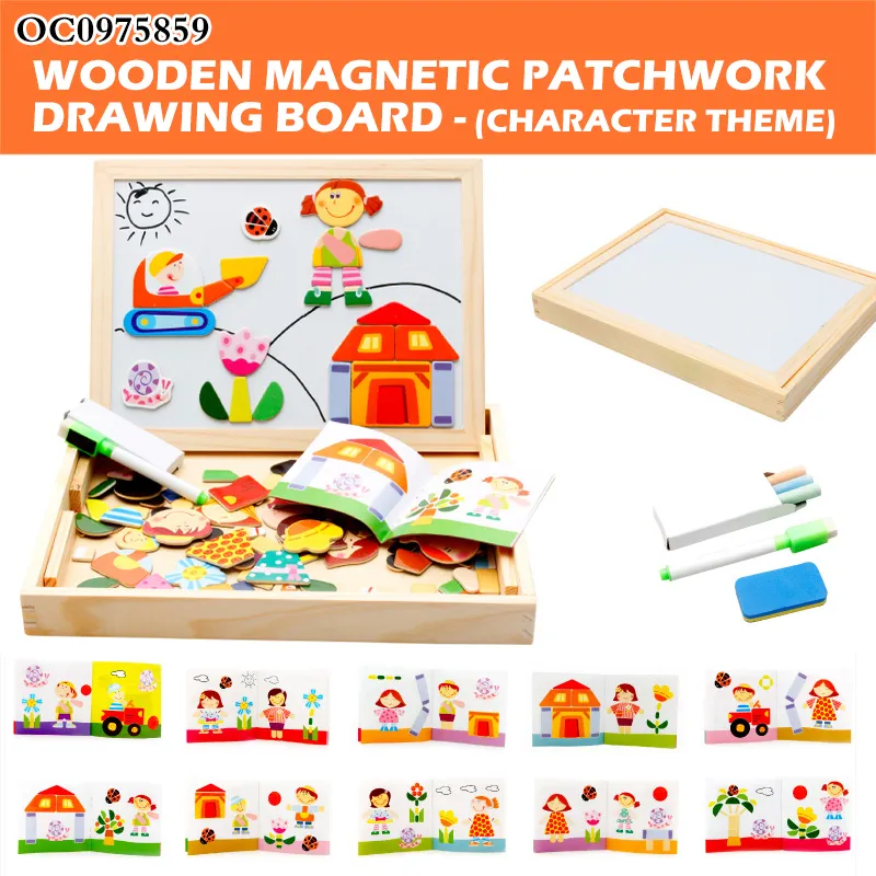 2in1 Drawing Black Board Wooden Toys Montessori Magnetic Jigsaw Puzzle Children's Intelligence Early Education Toy