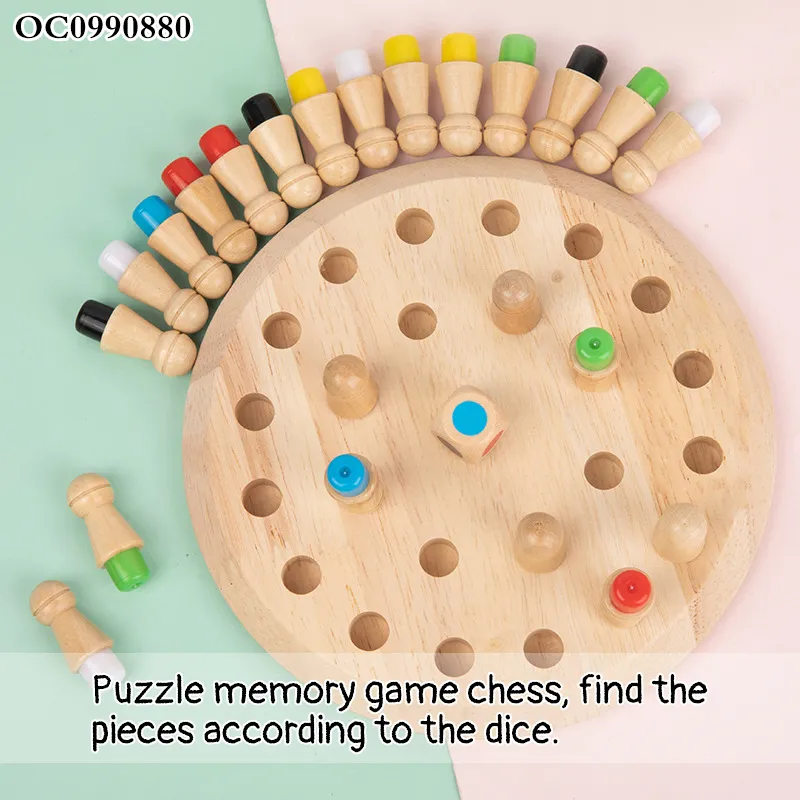 High Quality Interactive Children Educational Custom Montessori Color Wooden Chess Board Game Toy for Kids