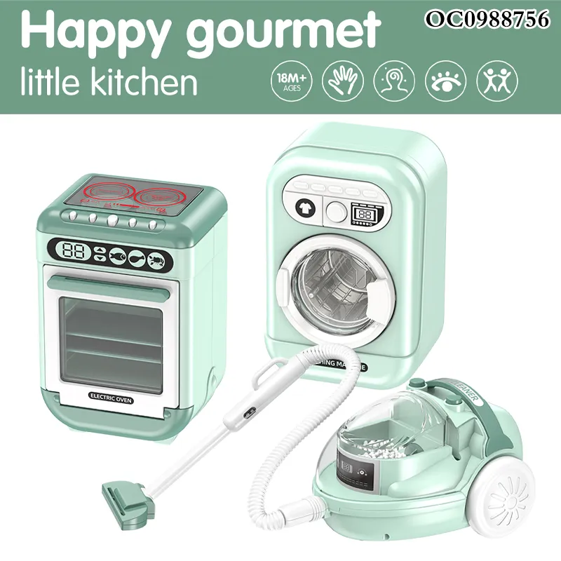 Wholesale Children's Washing Machine Pretend Plastic Children House Play Toys Set with Light and Sound