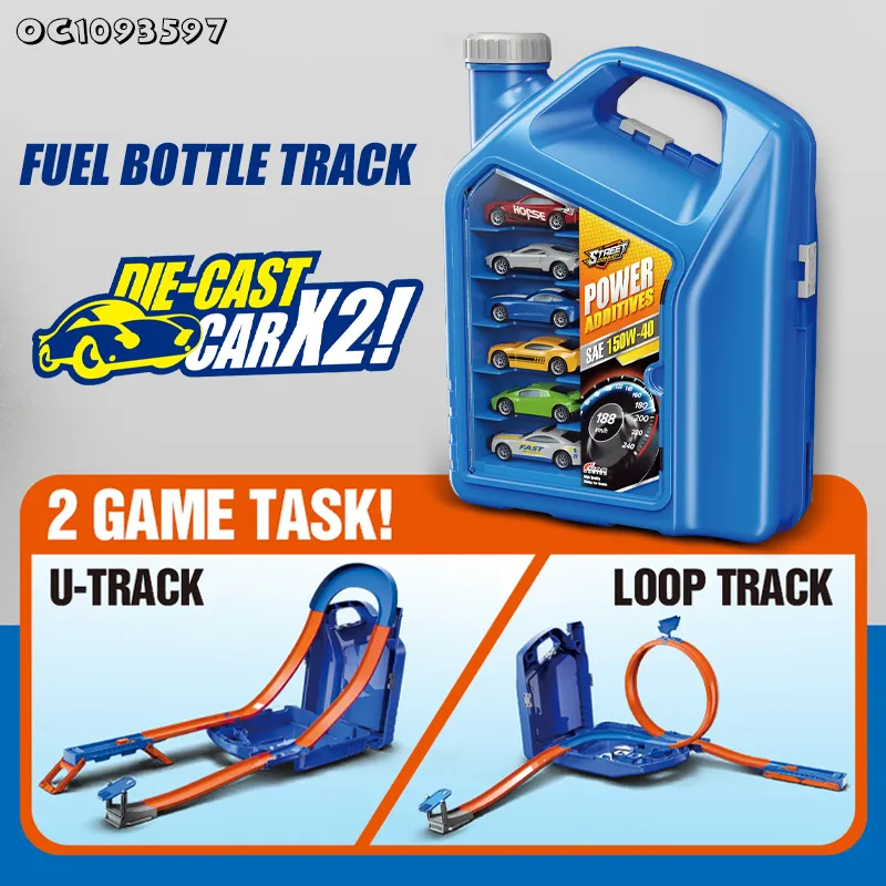 Boys Kids Gift Items Self Assemble Railway Flexible Racing Speed Ejection Track Car Toys with 2PCS Alloy Cars Ans Storage Box