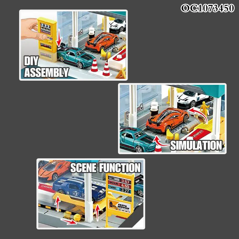 The Boys Series Simulation City Auto Repair Station Set Gas Station Model Custom Cars Plastic Toy for Kids