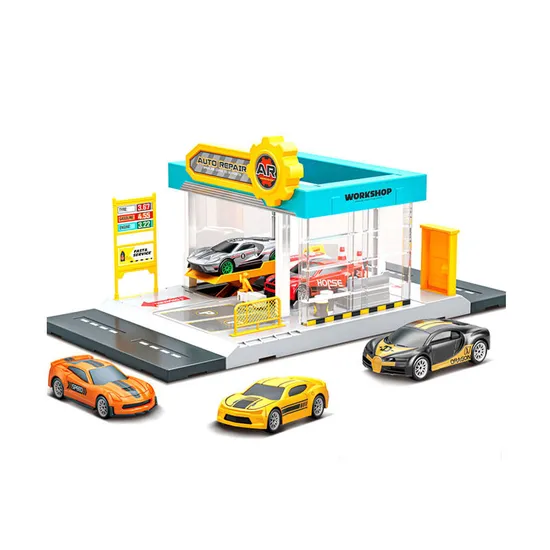 The Boys Series Simulation City Auto Repair Station Set Gas Station Model Custom Cars Plastic Toy for Kids