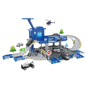 Alloy Electric Rail Car DIY Car Track Parking Lot Toys for Children Boys