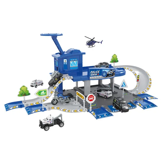 Alloy Electric Rail Car DIY Car Track Parking Lot Toys for Children Boys