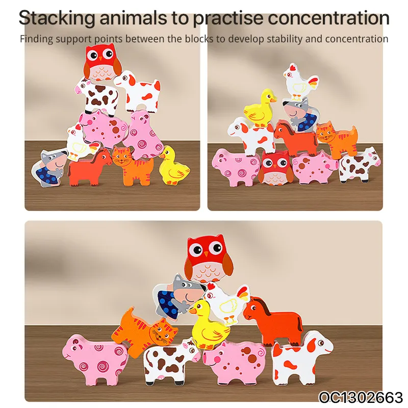 3D Matching Animal Shape Children Wooden Jigsaw Puzzle Educational Toy for Kids DIY Games with storage Box