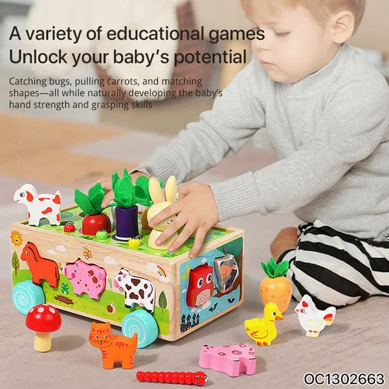 3D Matching Animal Shape Children Wooden Jigsaw Puzzle Educational Toy for Kids DIY Games with storage Box