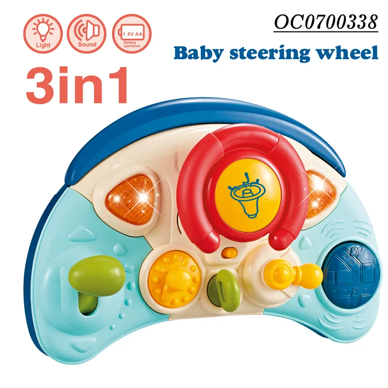 Children Educational Interesting Car Driving Baby Cartoon Steering Wheel Montessori Toy with Light Music