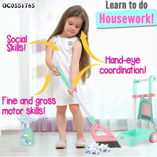 Wholesale Pretend Play Electronic Plastic Children House Play Cleaning Toys Set