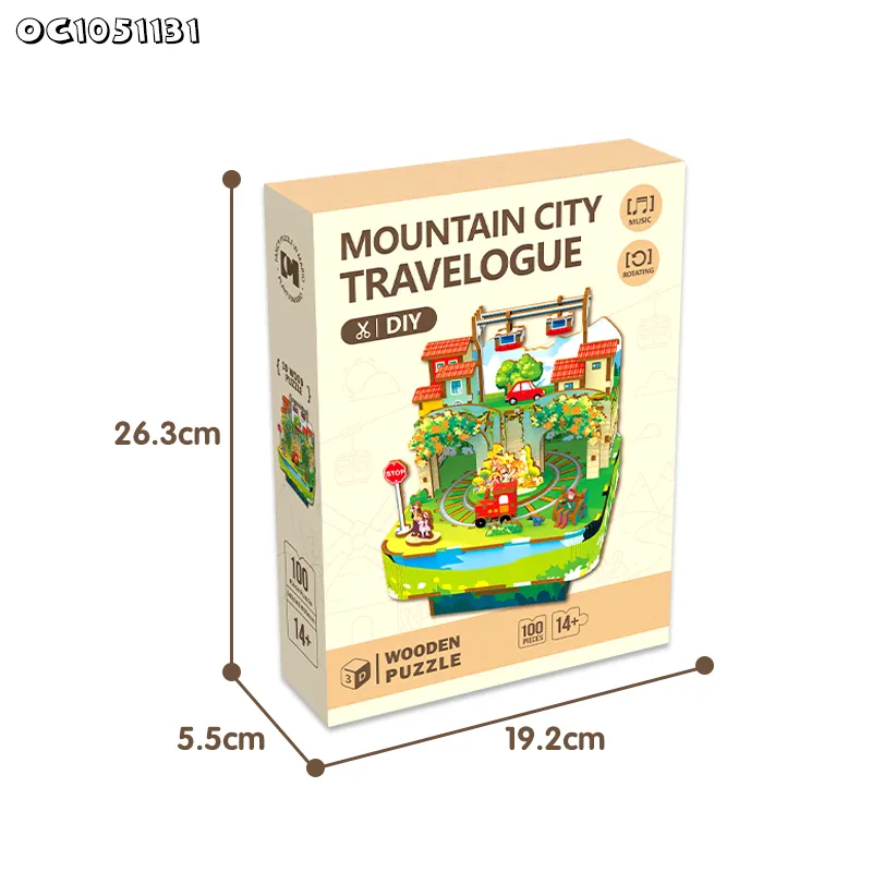 100PCS 2025 The Latest Educational DIY Toy Games Music Box Wooden Jigsaw Puzzles Toy for Kids 6 Years Old Assemble