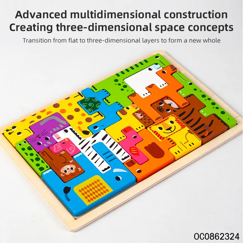 3D Wooden Animal Jigsaw Puzzle Autism Toys Montessori Early Education Toy
