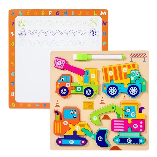Kindergarten Wood DIY Engineering Vehicle Toys Cartoon Animal Traffic Assembled Jigsaw Puzzle Games Toy for Baby Kids