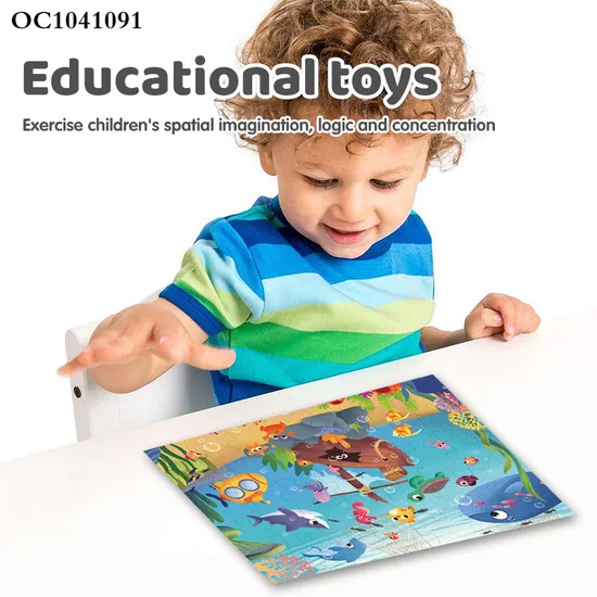 Sea Animals Design Colorful Cardboard Jigsaw Puzzles Printing Kids Toys Cartoon Small Puzzles Toy for Brain Development Game