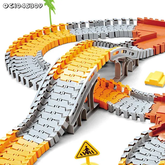 Gift DIY Flexible Racing Game Puzzle Track Cars Set Toy Small Electric Engineering Truck Toy for Kids with Assembled Slots