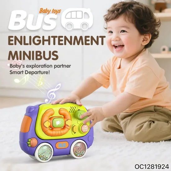 Children Educational Montessori Steering Wheel Battery Operated Lighting and Musical Educational Toy for Baby