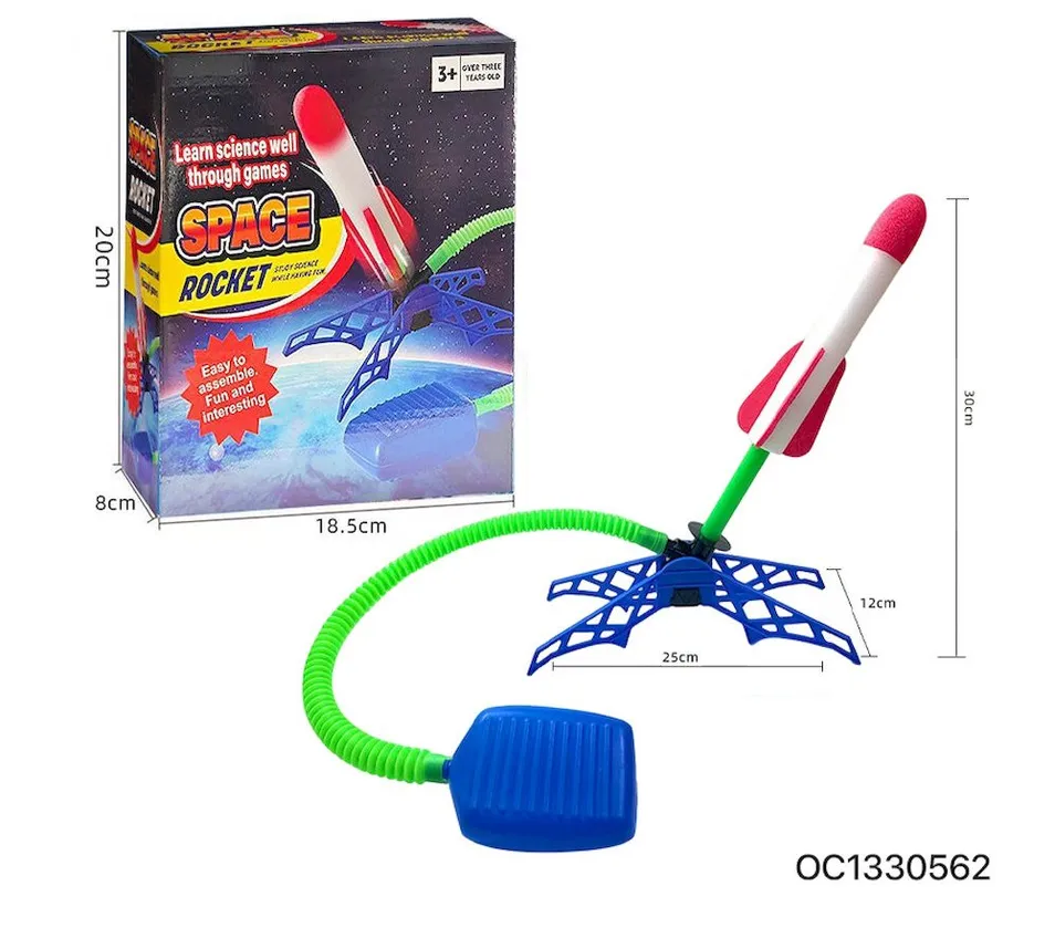 Foot Pump Flashing Foam Toy Rocket Launcher for Outdoor Games