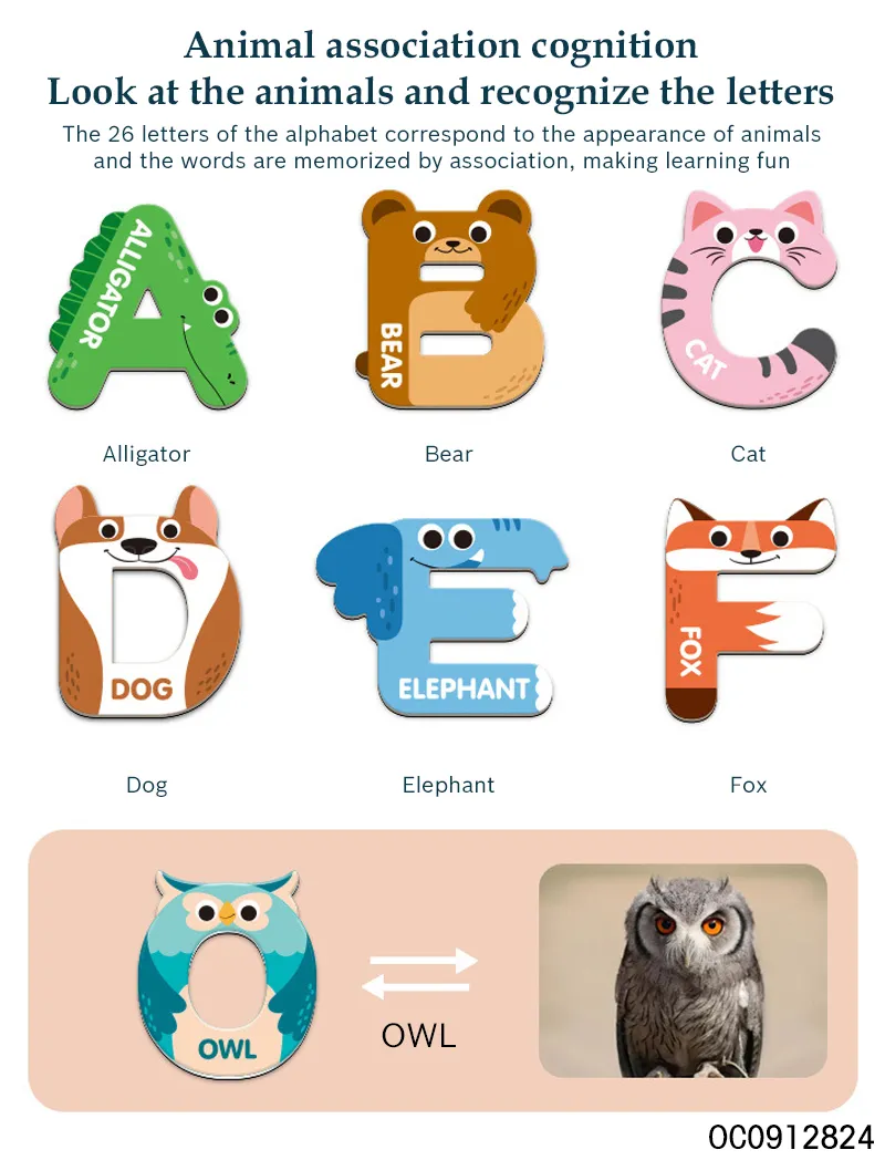 Abcd Cognitive Magnetic Toys Alphabet Animal Puzzle Board Games for Kids Educational