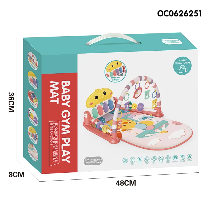 Hot Selling Foldable Safe Musical Kick and Play Piano Kids Wholesale Play Gym Mat for Baby with Hanging Rattles