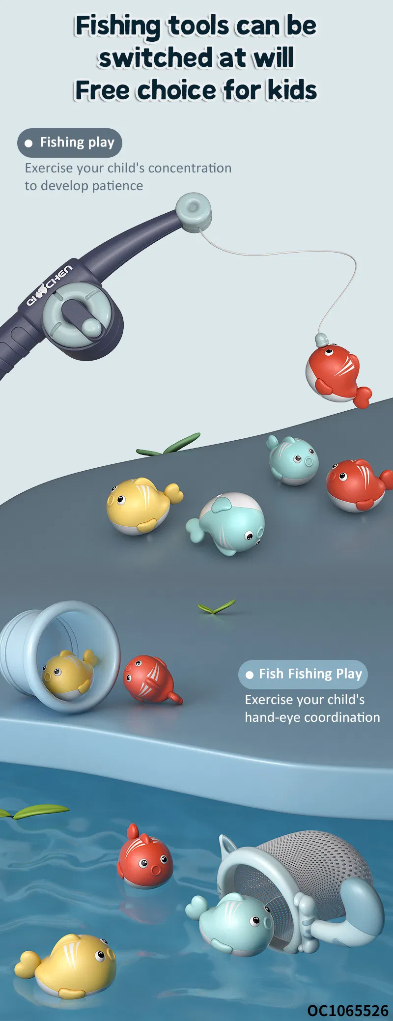 Interactive Water Play New Small Plastic Baby Shower Game Gifts Fishing Net Toys Game with Fishing Rod and Fish