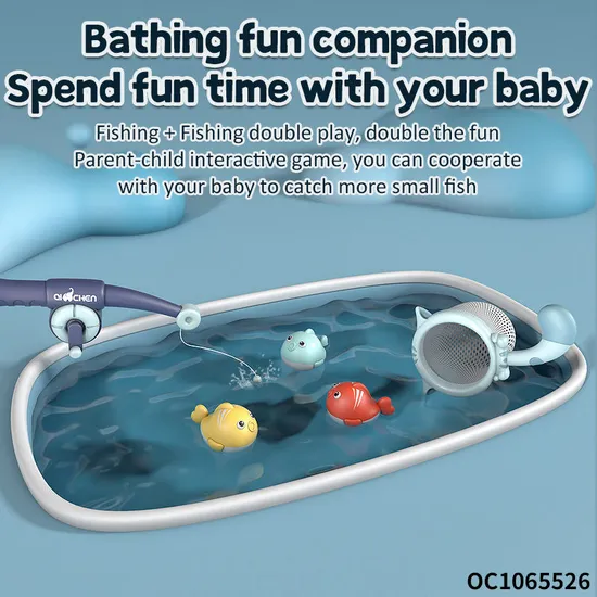 Interactive Water Play New Small Plastic Baby Shower Game Gifts Fishing Net Toys Game with Fishing Rod and Fish