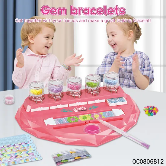 Beads DIY Toy Girls Bracelet Making Kit for 5 Years Old Girl with Manual Knitting Machine