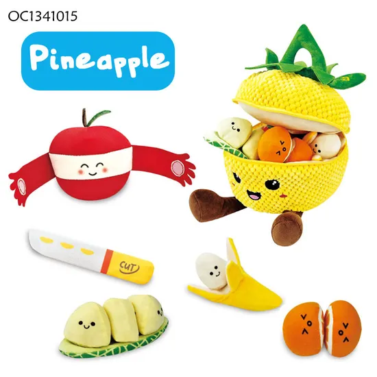 Newborn Babies Montessori Cutting Fruit Vegetable Cognitive Classification Toy Games Set Fruit Custom Logo Plush Toy with Sound