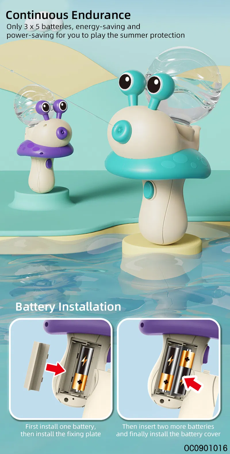 Cartoon Snail Animal Shape Plastic Wholesale Electric Automatic Spray Long Range Water Guns Toys for Kids