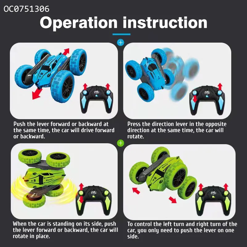 Wholesale 360 Rotation Flips RC Stunt Best Remote Control Car Toy with Light