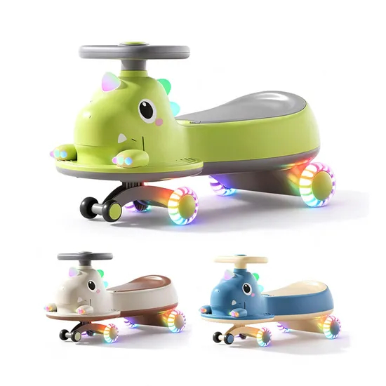 Good Quality Dinosaur Design 360 Degree Rotating Plastic Electric Baby Swing Car Ride on with Music and Flashing Light Wheels