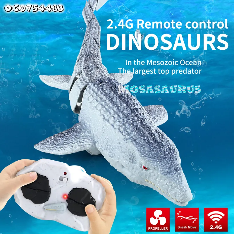Easy Self Assembly Model Waterproof Remote Control Dinosaur Gray Customized Swimming Pool Plastic Toy Sea Animals for Kids Boys