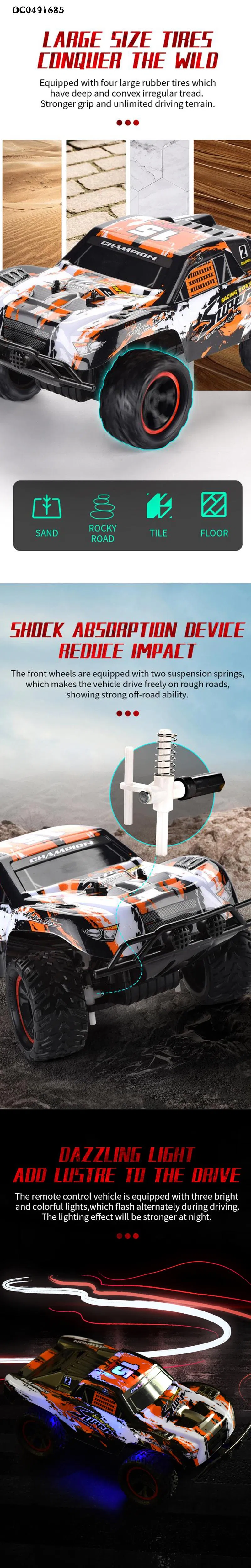 Wholesale LED Lights RC Cars High Speed off Road RC Remote Control Toy Cars for Kids