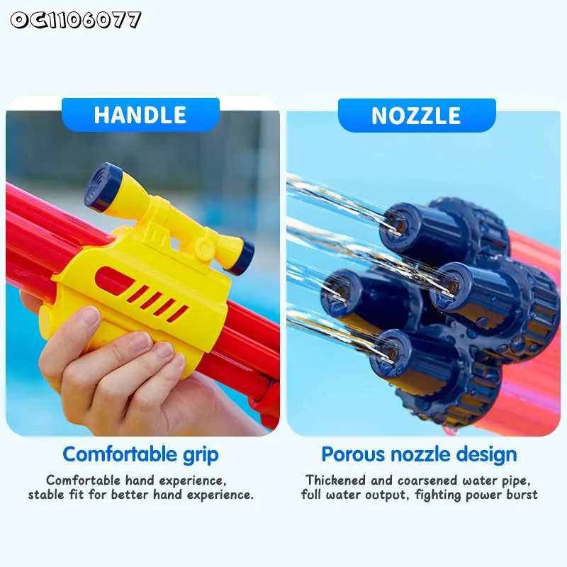 Wholesale Big Hand Plastic Hand Pump Fun Newtoys Long Range High Pressure Water Gun with 4 Tubes