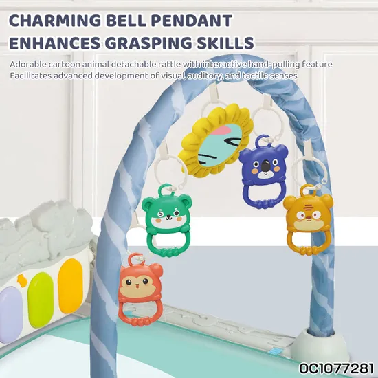 Portable Baby Activity Gym Play Mat with Hanging Toys for Baby 6-12 Months with Light up Musical Keyboard Fidget