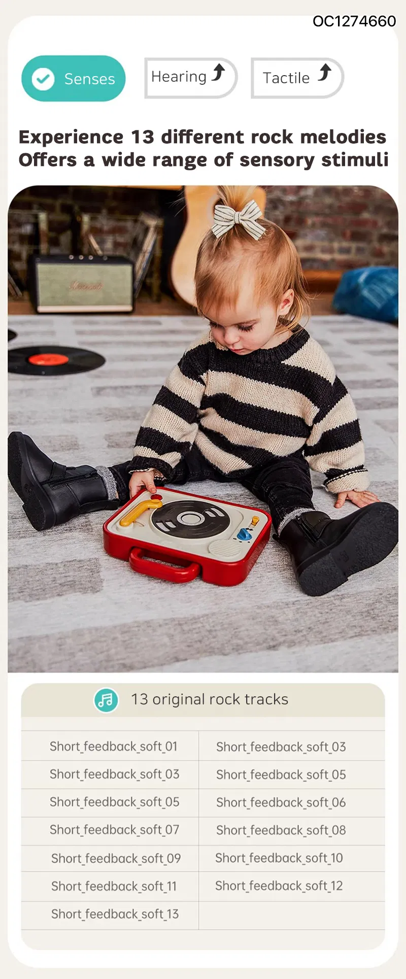 Montessori Sensory Musical Learning Toy Educative DJ Board Key Musical Toys for 3years Old Girls Wholesale