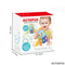 Baby Hand Guard Teether Food Grade Silicone Chew Montessori Sensory Rattle Toy for 0-6 6-12 Months with Matching Shape Blocks
