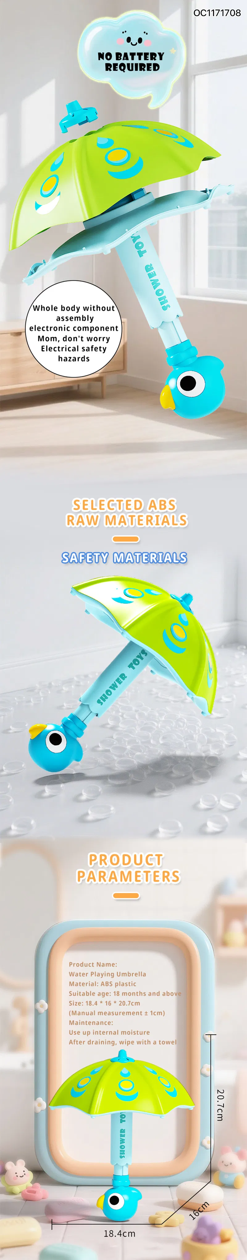 Small Umbrella New Design Cool Kids Bath Shower Water Gun Spray Sensory Toy 2025 Water Activity Game for Kids Shooting Water