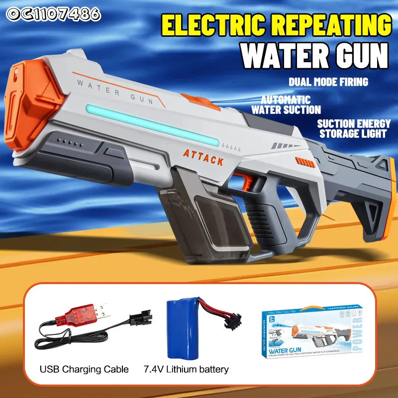 Shoot Game Automatic Absorption High Pressure Wholesale Electric Battery Operated Light up Strong Powerful Water Guns for Sale