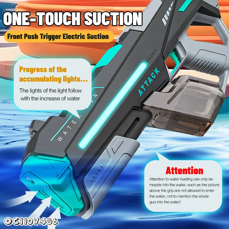 Shoot Game Automatic Absorption High Pressure Wholesale Electric Battery Operated Light up Strong Powerful Water Guns for Sale