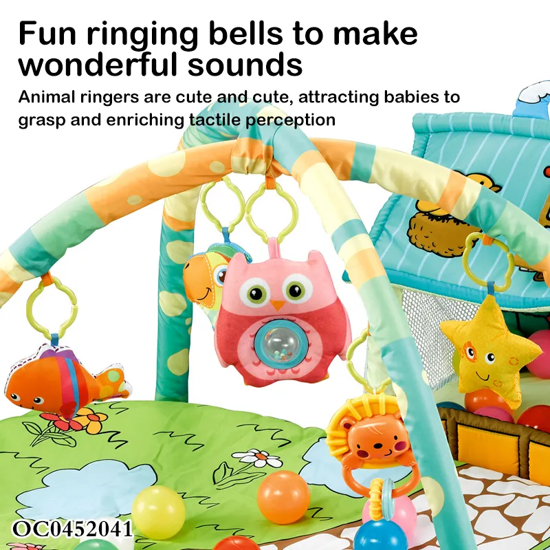 Hot Selling Baby Activity Exercise Crawling Mat Foldable Safe Baby Play Gym Mat with Hangin Animal Toys