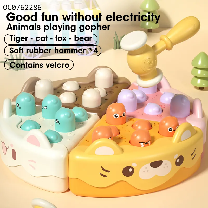 4 in 1 B/O Electric Lovely Cake Whack a Mole Game with Hammers for Toddlers
