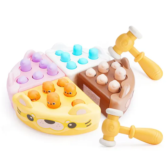 4 in 1 B/O Electric Lovely Cake Whack a Mole Game with Hammers for Toddlers
