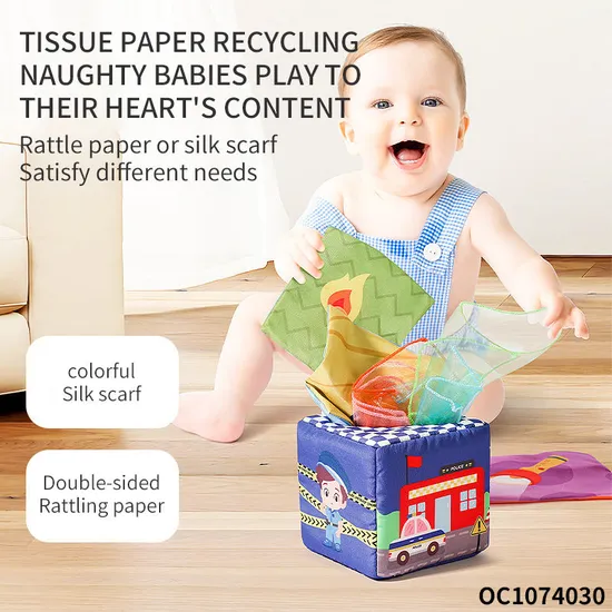 New Products Customization Education Learning Soft Fabric Cloth Books Baby Tissue Box Montessori Sensory Toy for 0-6 6-12 Month