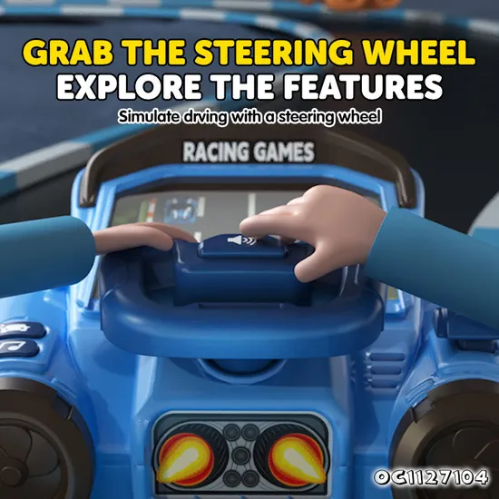 Interactive Simulation Gaming Table Cute Electronic Racing Adventure Car Steering Wheel Toy for Kid Toddler Musical Driving Game