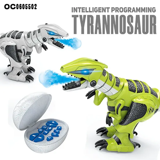 Wholesale Open Mouth Remote Control Walking Robot Dinosaur Educational Plastic Assemble Toys with Mist Action