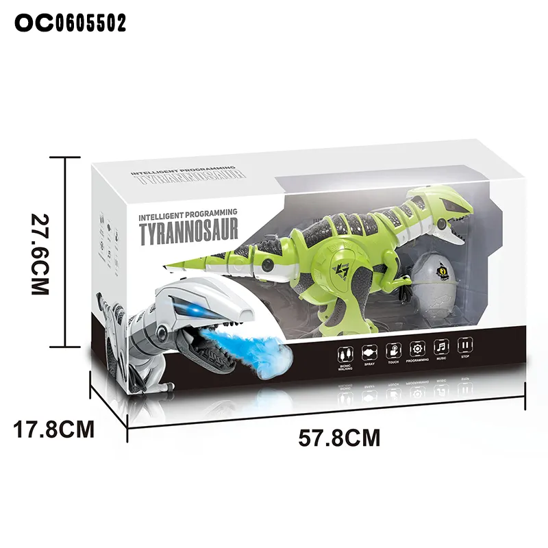 Wholesale Open Mouth Remote Control Walking Robot Dinosaur Educational Plastic Assemble Toys with Mist Action