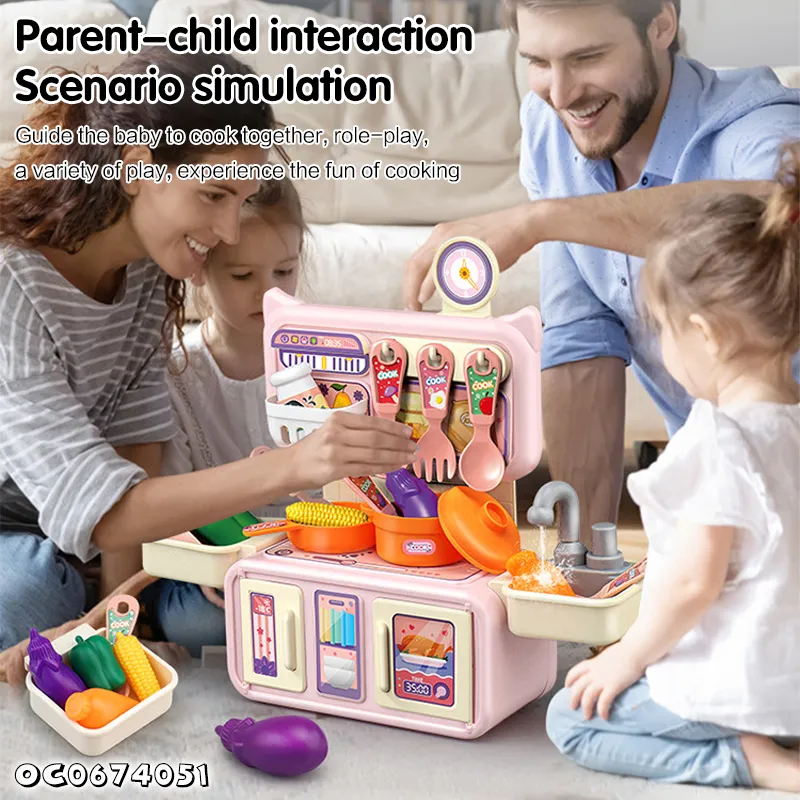 Custom Small Kitchen Appliances Sink Cooking Unboxing Simulation Food Vegetable Toys with Running Water for Kids Cheap