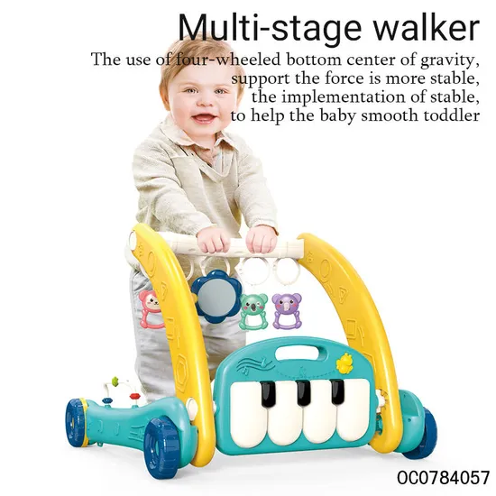 Newborn Pedal Push Walker Walking Assistant Musical Piano Creative Training Play Gym Soft Safe Mat